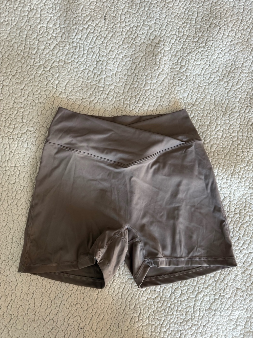 AYBL High-Waist V-Cut Athletic Bike Shorts — Taupe Brown
